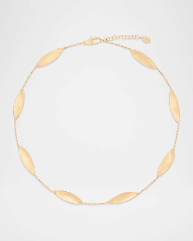 18K Yellow Gold Lunaria Twist Station Short Necklace